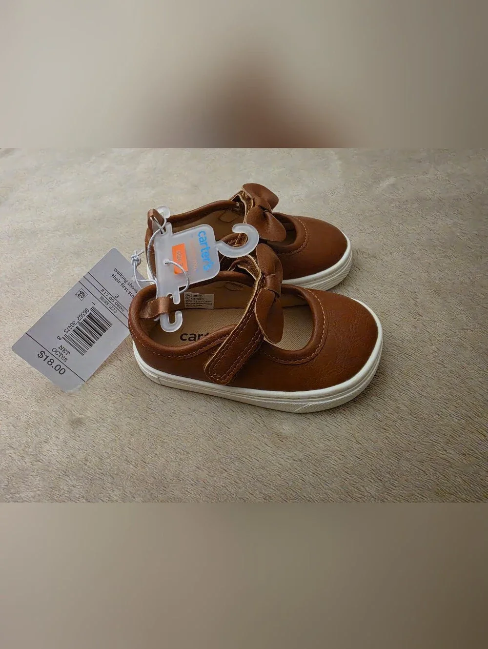 Carter's Just One You Baby Girl Brown Mary Jane w/Bow Size 3